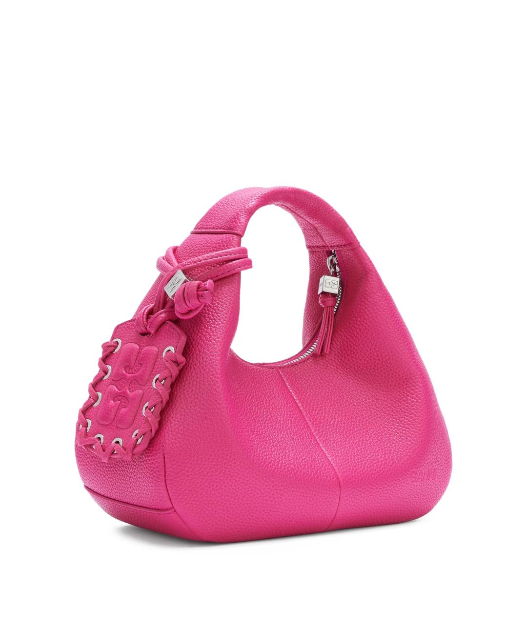 GANNI Фуксия сумка с короткими ручками из искусственной кожи, фото 3
