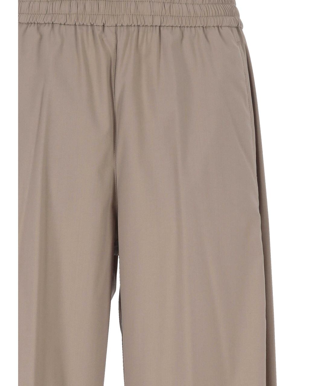 HERNO Бежевые шерстяные прямые брюки, фото 2