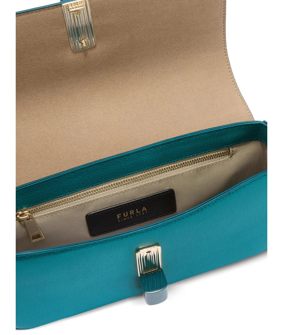 FURLA Голубая кожаная сумка через плечо, фото 5