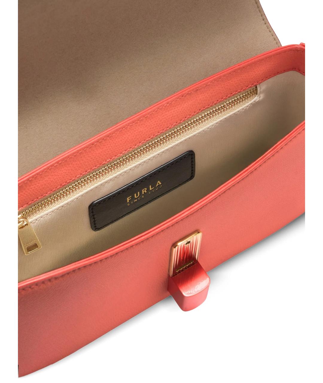 FURLA Коралловая кожаная сумка через плечо, фото 4