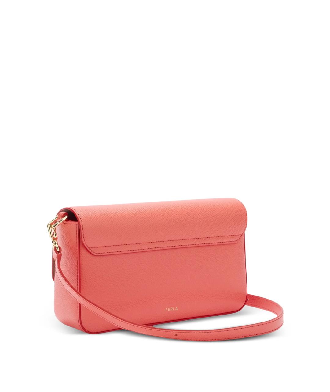FURLA Коралловая кожаная сумка через плечо, фото 2