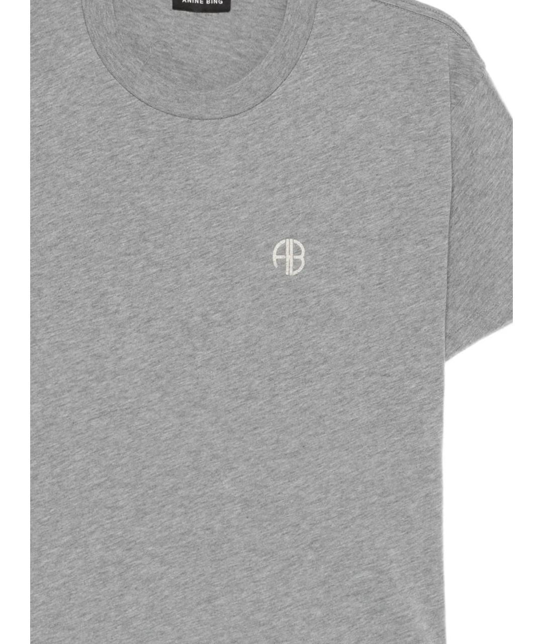 ANINE BING Серая хлопковая футболка, фото 2