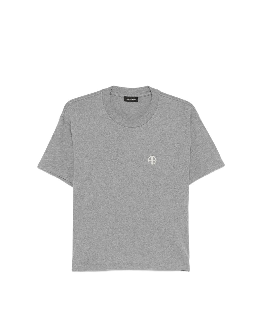 ANINE BING Серая хлопковая футболка, фото 1
