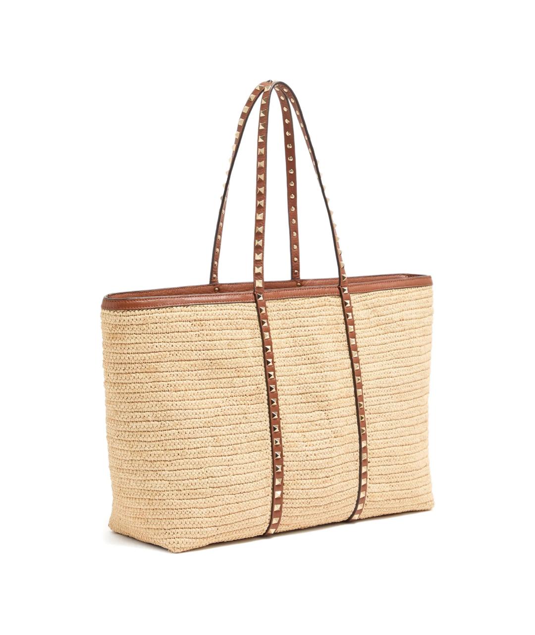 VALENTINO Бежевая пелетеная сумка тоут, фото 2