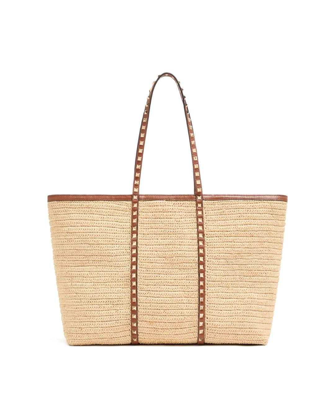 VALENTINO Бежевая пелетеная сумка тоут, фото 1