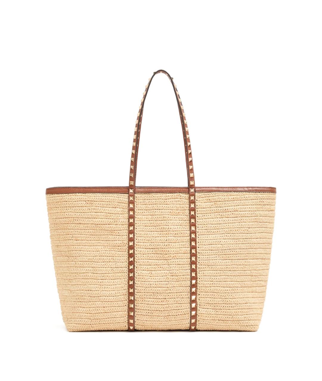 VALENTINO Бежевая пелетеная сумка тоут, фото 4