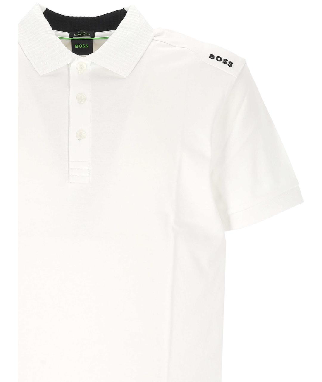 HUGO BOSS Белое хлопковое поло с коротким рукавом, фото 2