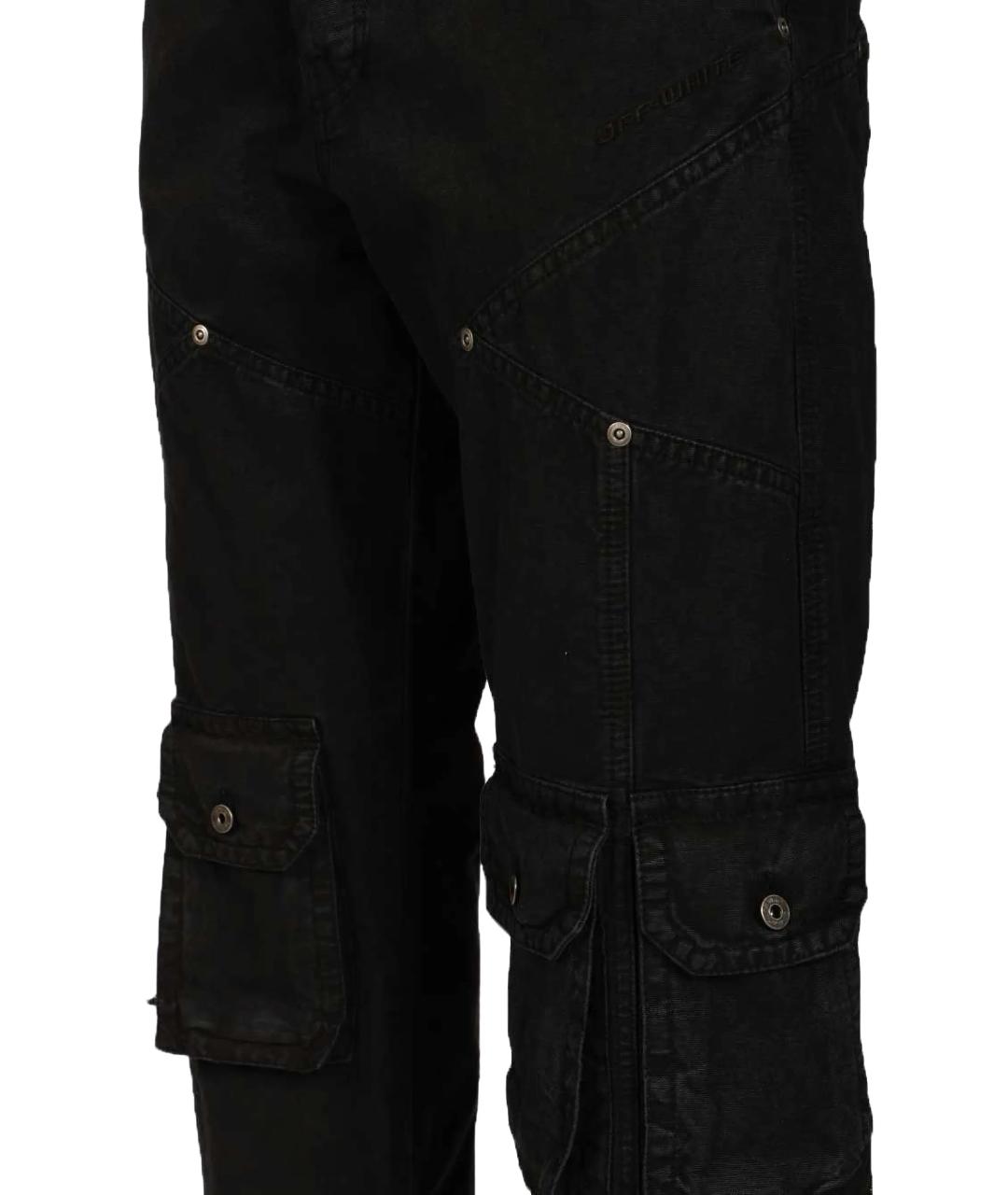 OFF-WHITE Черные хлопковые повседневные брюки, фото 4