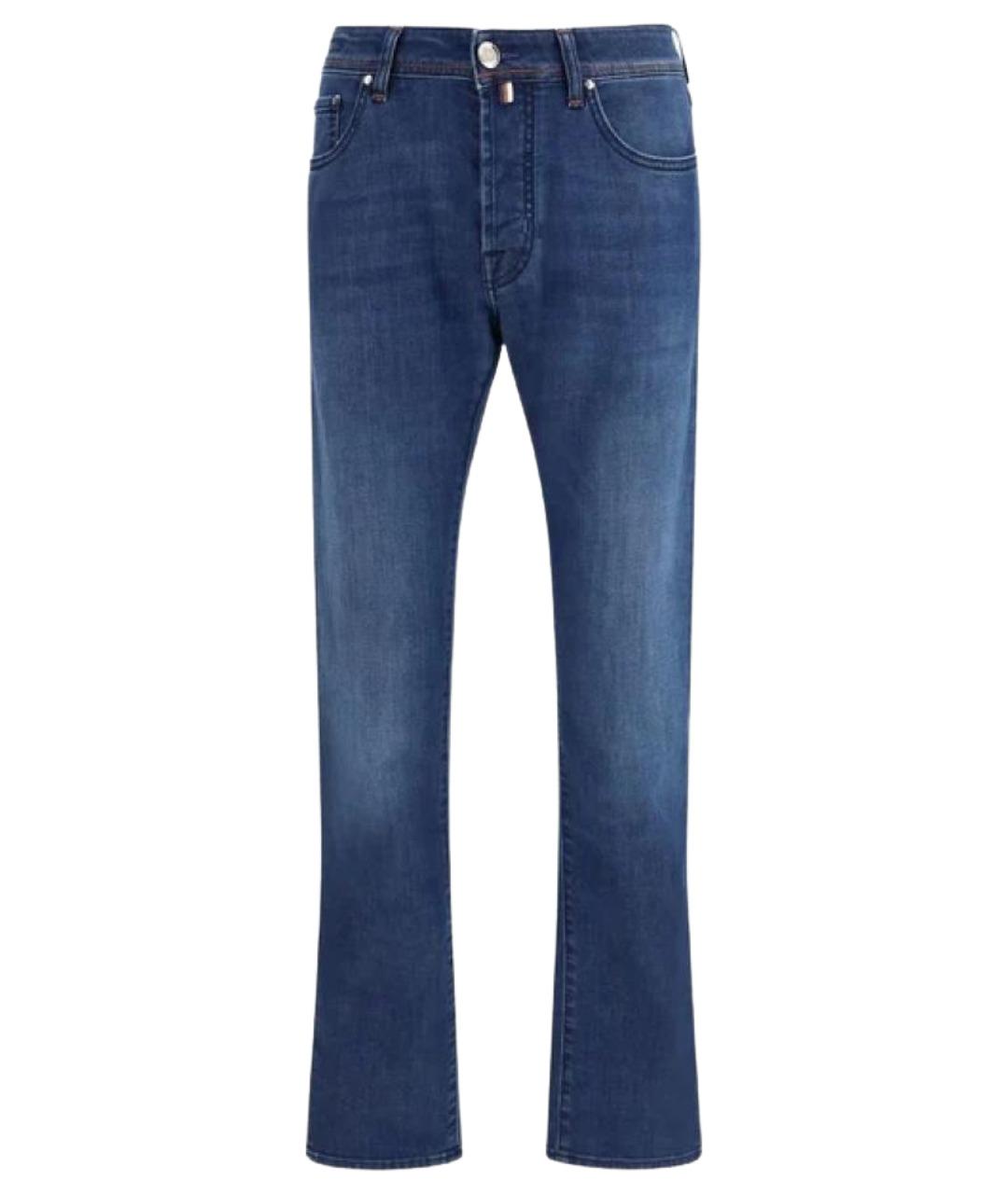 JACOB COHEN Синие хлопко-эластановые прямые джинсы, фото 1