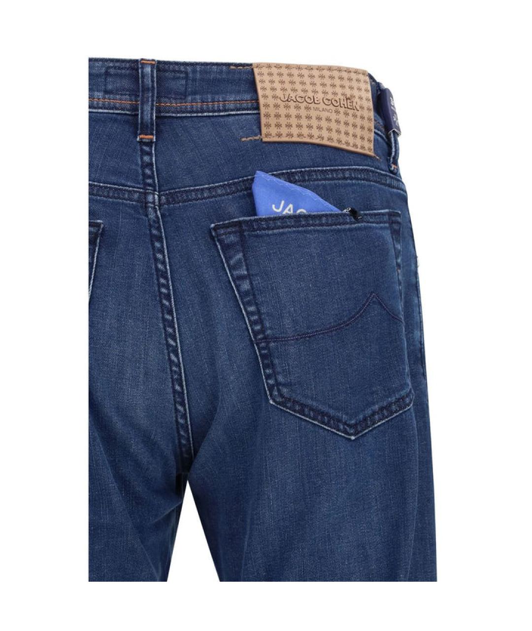 JACOB COHEN Синие хлопко-эластановые прямые джинсы, фото 3