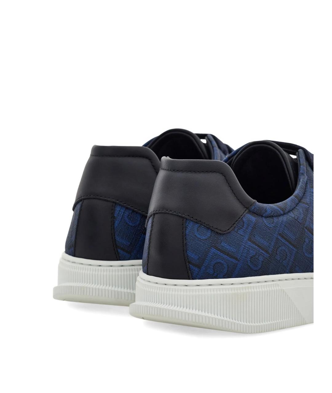 FERRAGAMO Синие кожаные низкие кроссовки / кеды, фото 4