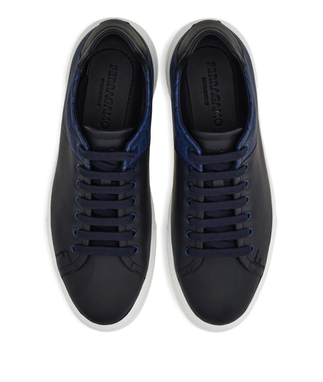 FERRAGAMO Синие кожаные низкие кроссовки / кеды, фото 3
