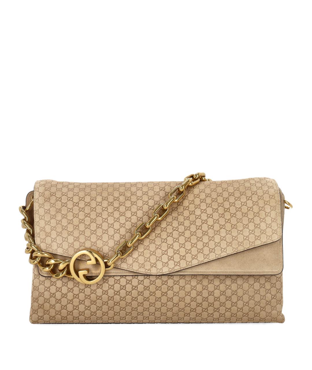 GUCCI Бежевая замшевая сумка через плечо, фото 1