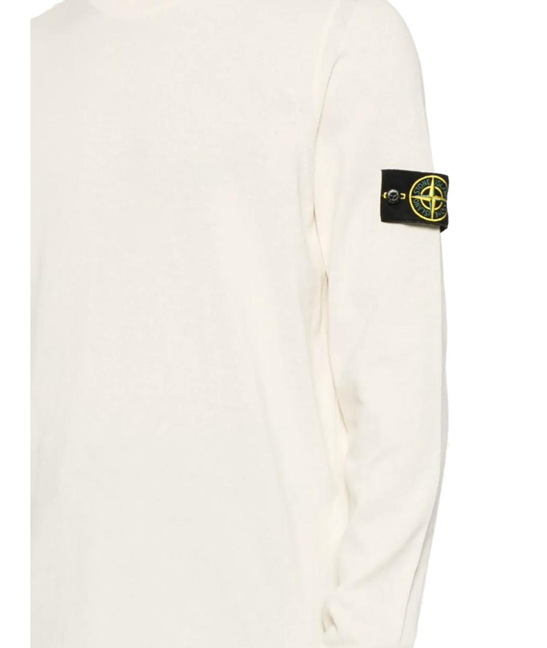 STONE ISLAND Белый хлопковый джемпер / свитер, фото 2
