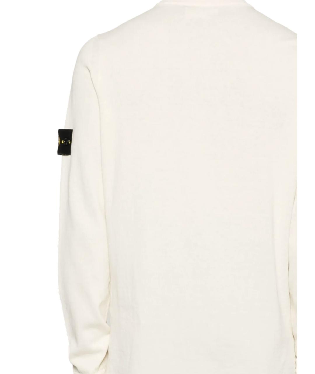 STONE ISLAND Белый хлопковый джемпер / свитер, фото 3