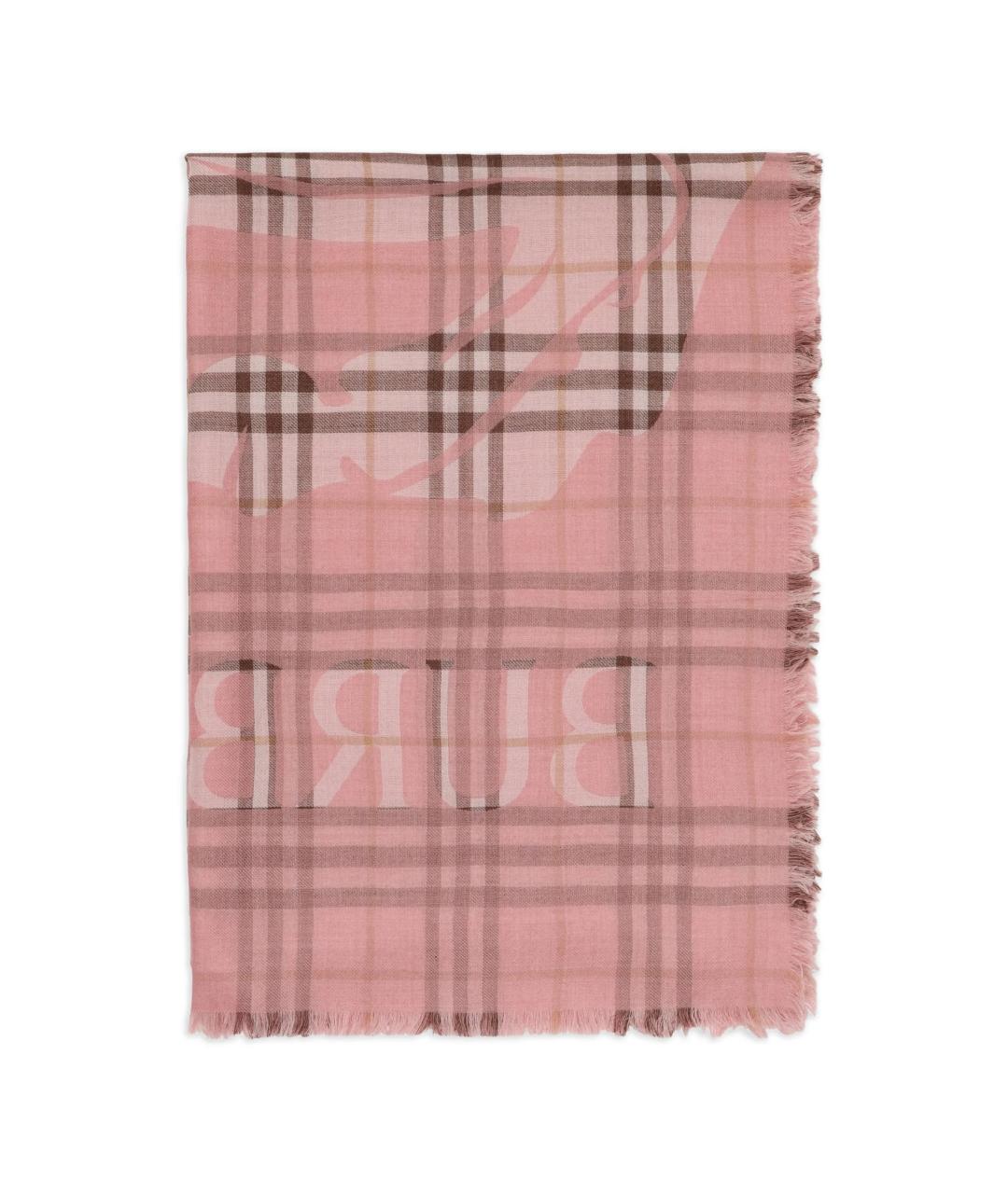 BURBERRY Розовый шерстяной шарф, фото 1