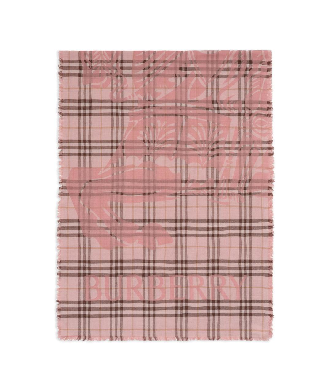 BURBERRY Розовый шерстяной шарф, фото 2