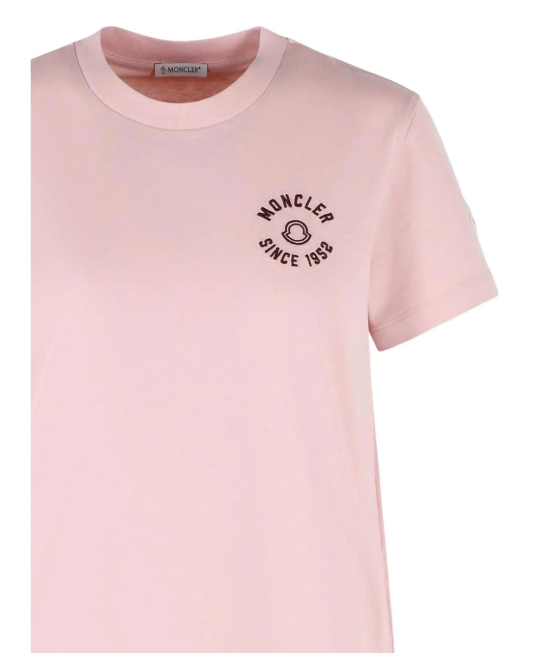 MONCLER Розовая хлопковая футболка, фото 2