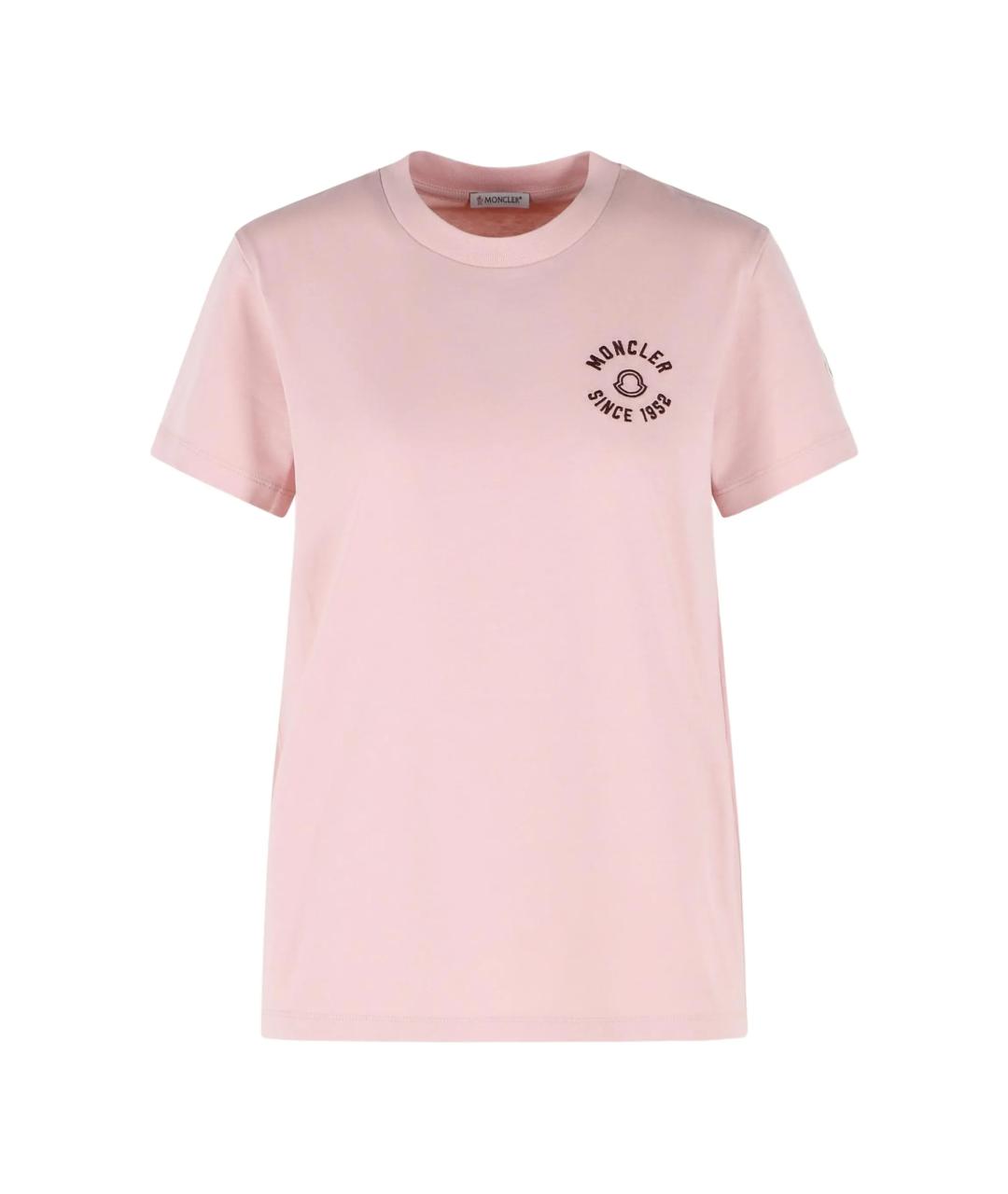 MONCLER Розовая хлопковая футболка, фото 1