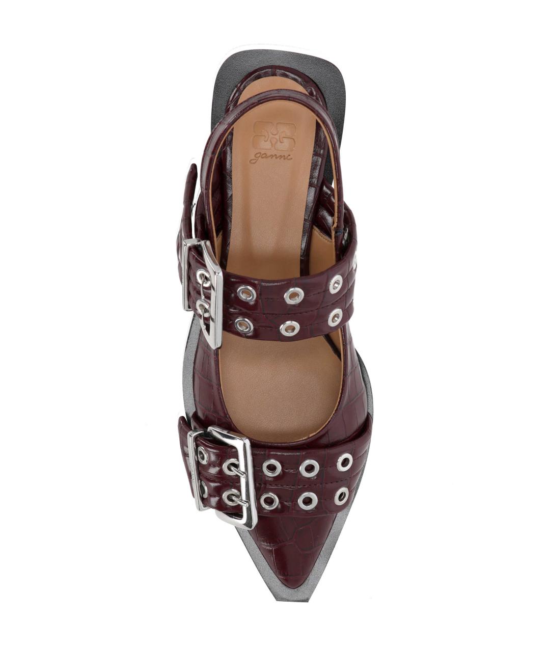 GANNI Фиолетовые кожаные босоножки, фото 4