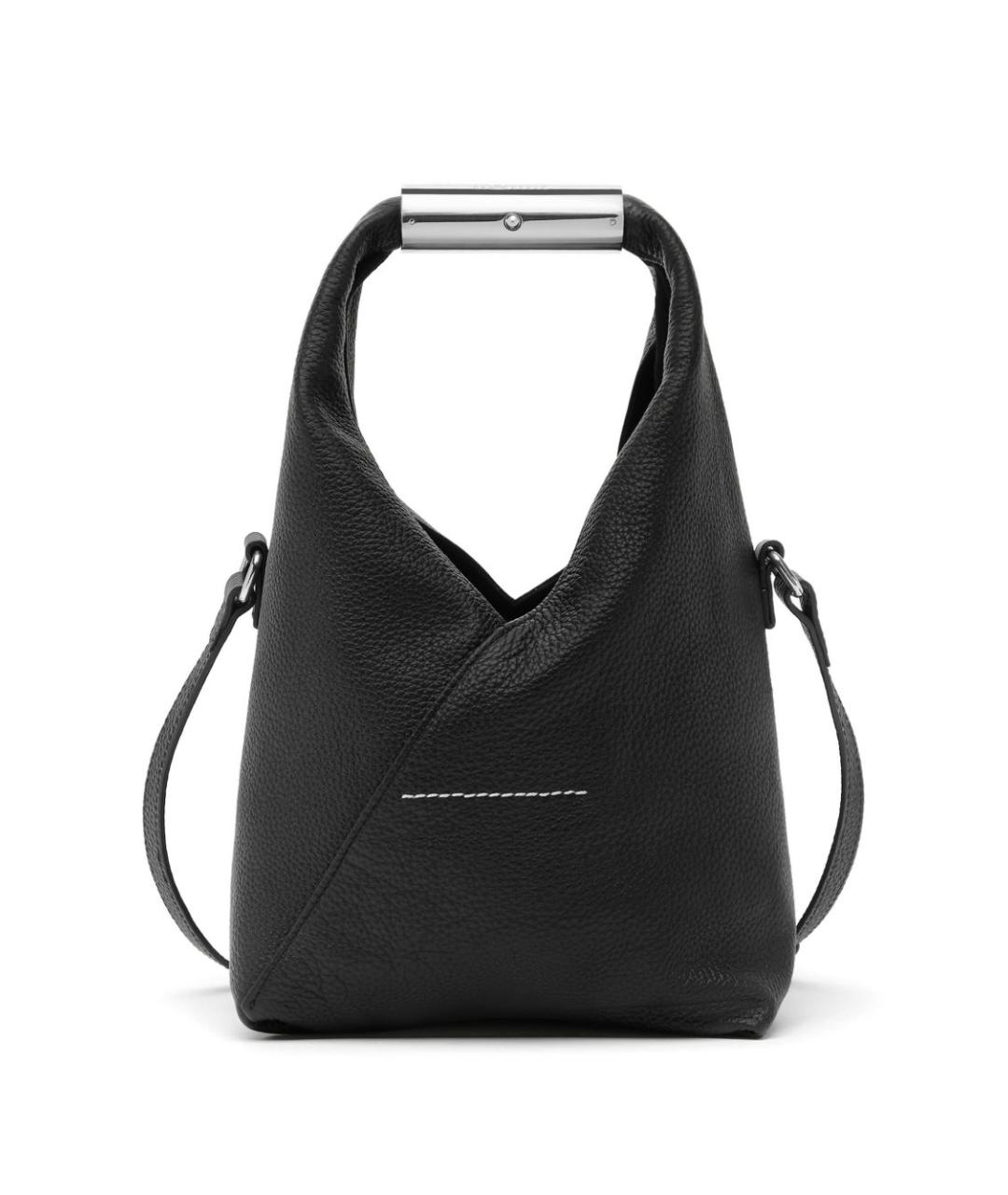 MM6 MAISON MARGIELA Черная кожаная сумка тоут, фото 3