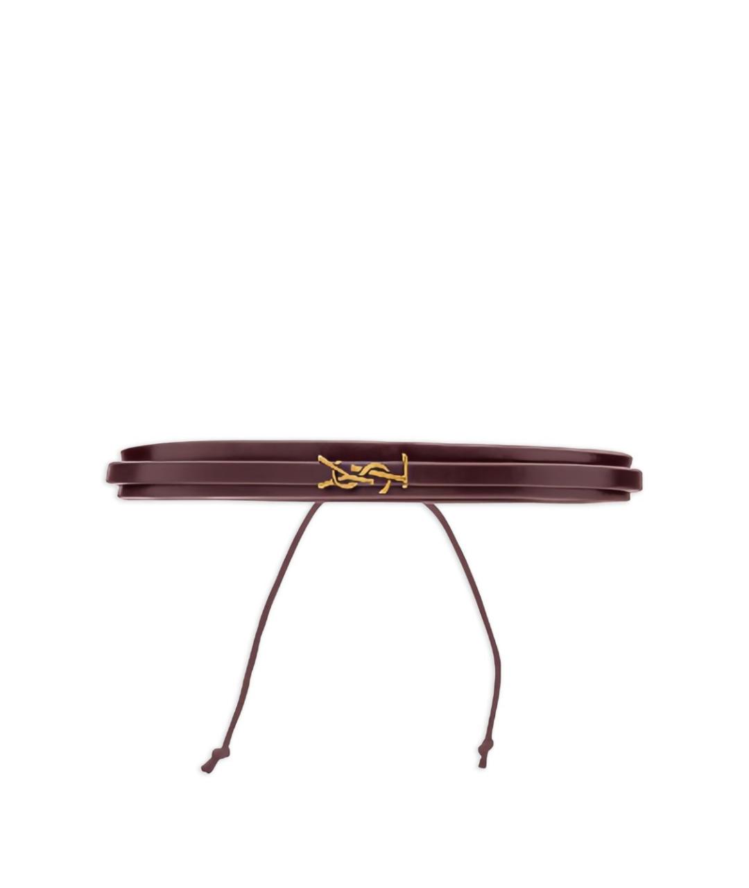 SAINT LAURENT Бордовый кожаный браслет, фото 1