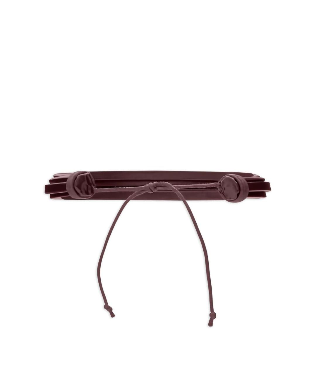 SAINT LAURENT Бордовый кожаный браслет, фото 3