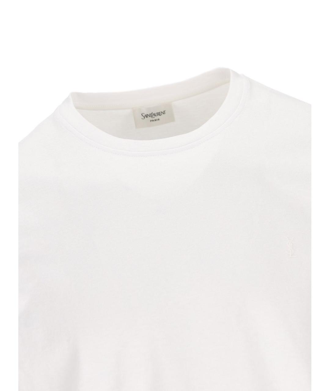 SAINT LAURENT Белая хлопковая футболка, фото 2