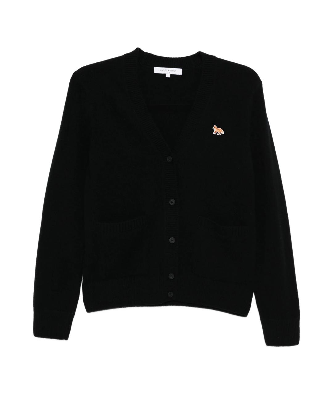 MAISON KITSUNE Черный шерстяной кардиган, фото 1