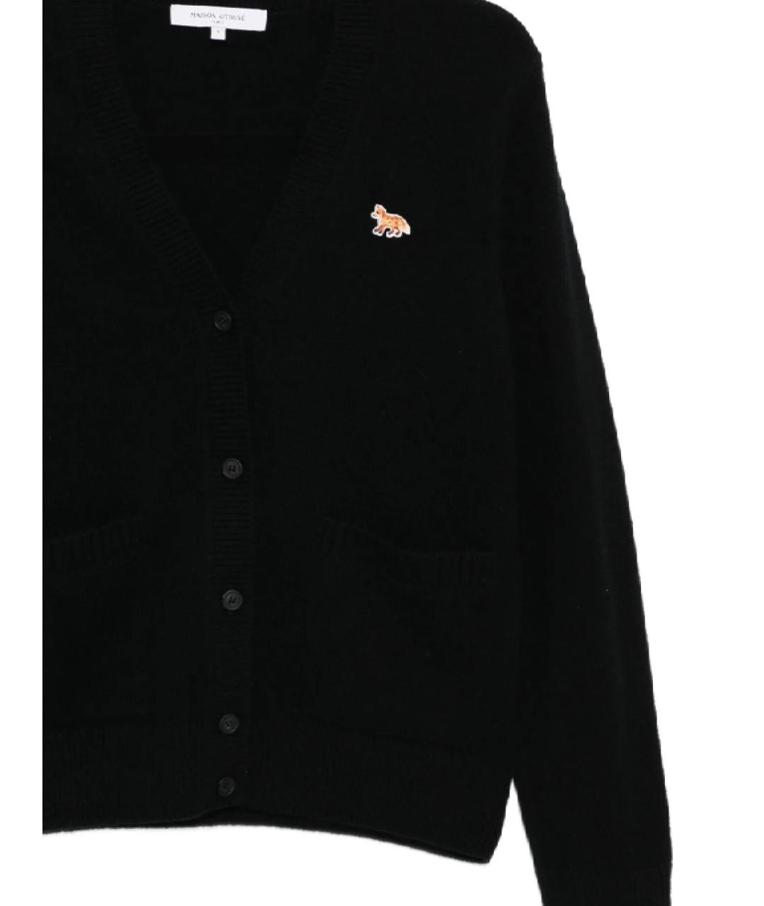 MAISON KITSUNE Черный шерстяной кардиган, фото 2