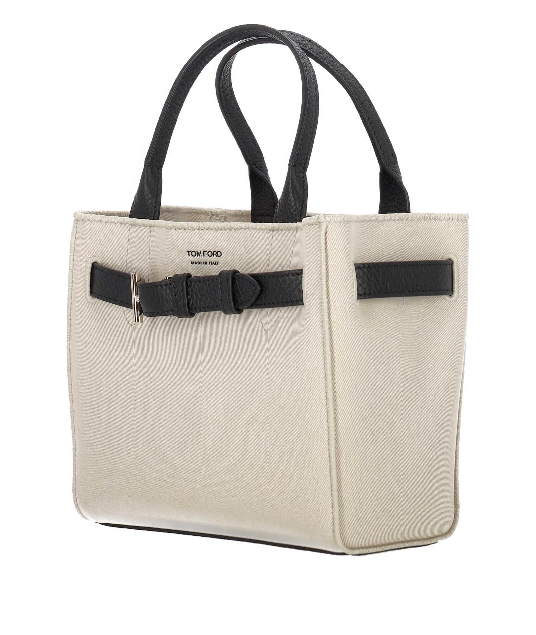 TOM FORD Бежевая кожаная сумка тоут, фото 2