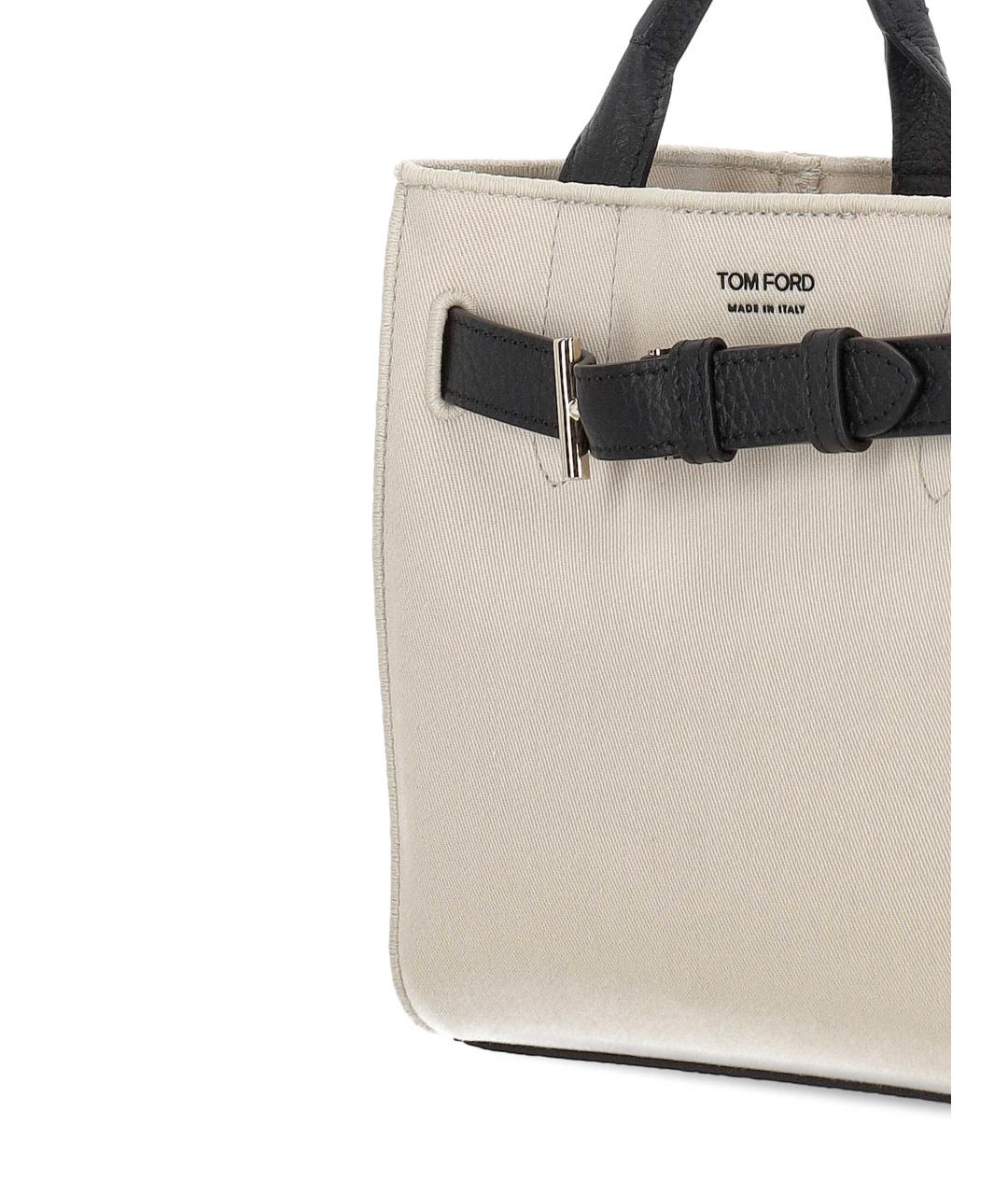 TOM FORD Бежевая кожаная сумка тоут, фото 4