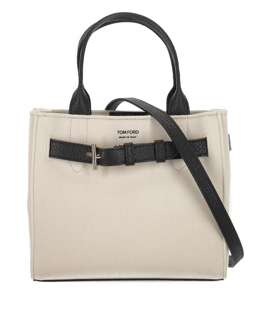 TOM FORD Бежевая кожаная сумка тоут, фото 1