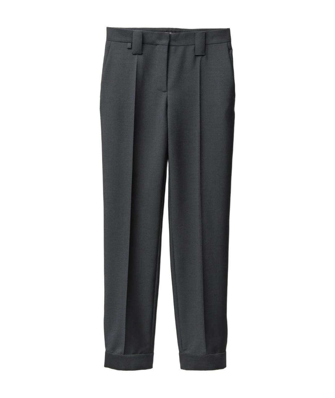 VERSACE Антрацитовые шерстяные прямые брюки, фото 1