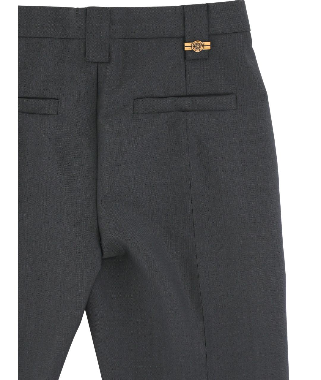 VERSACE Антрацитовые шерстяные прямые брюки, фото 3
