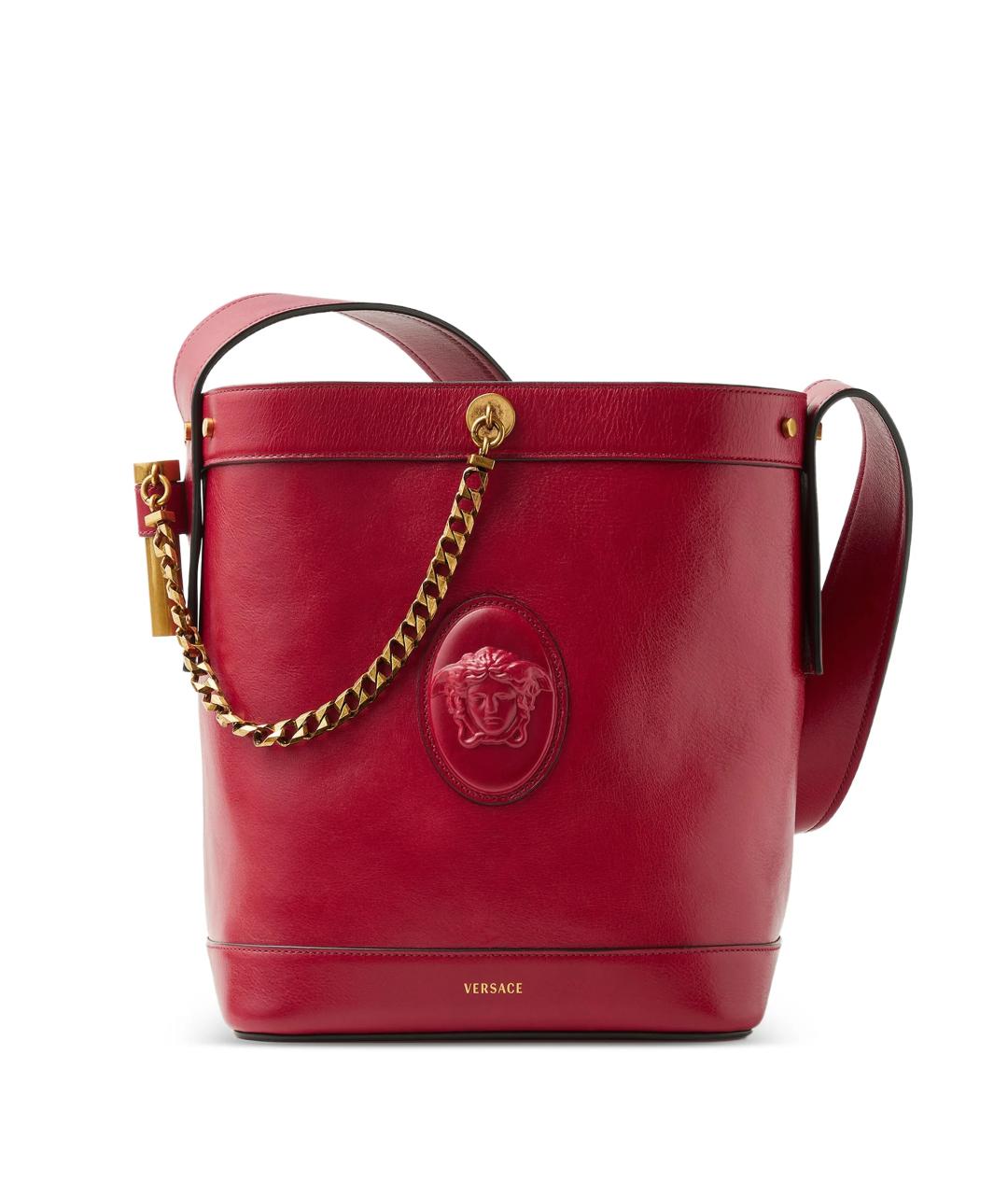 VERSACE Красная кожаная сумка тоут, фото 1