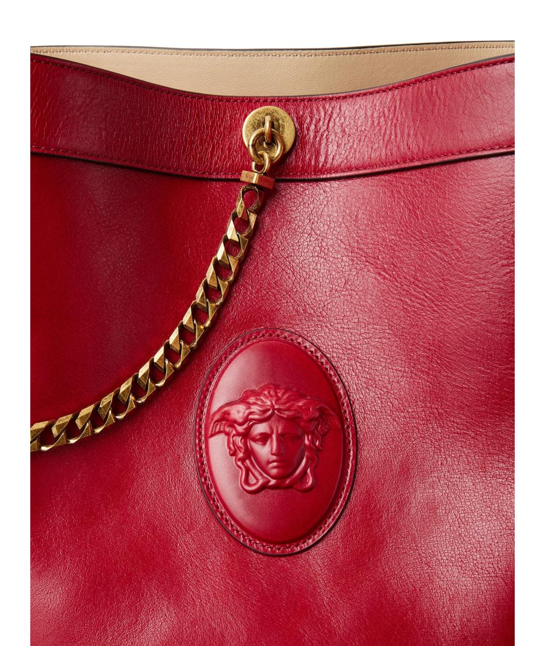 VERSACE Красная кожаная сумка тоут, фото 4