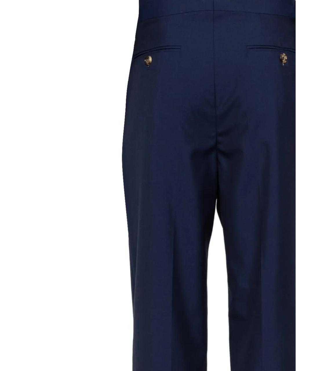 BRUNELLO CUCINELLI Синие шерстяные повседневные брюки, фото 3