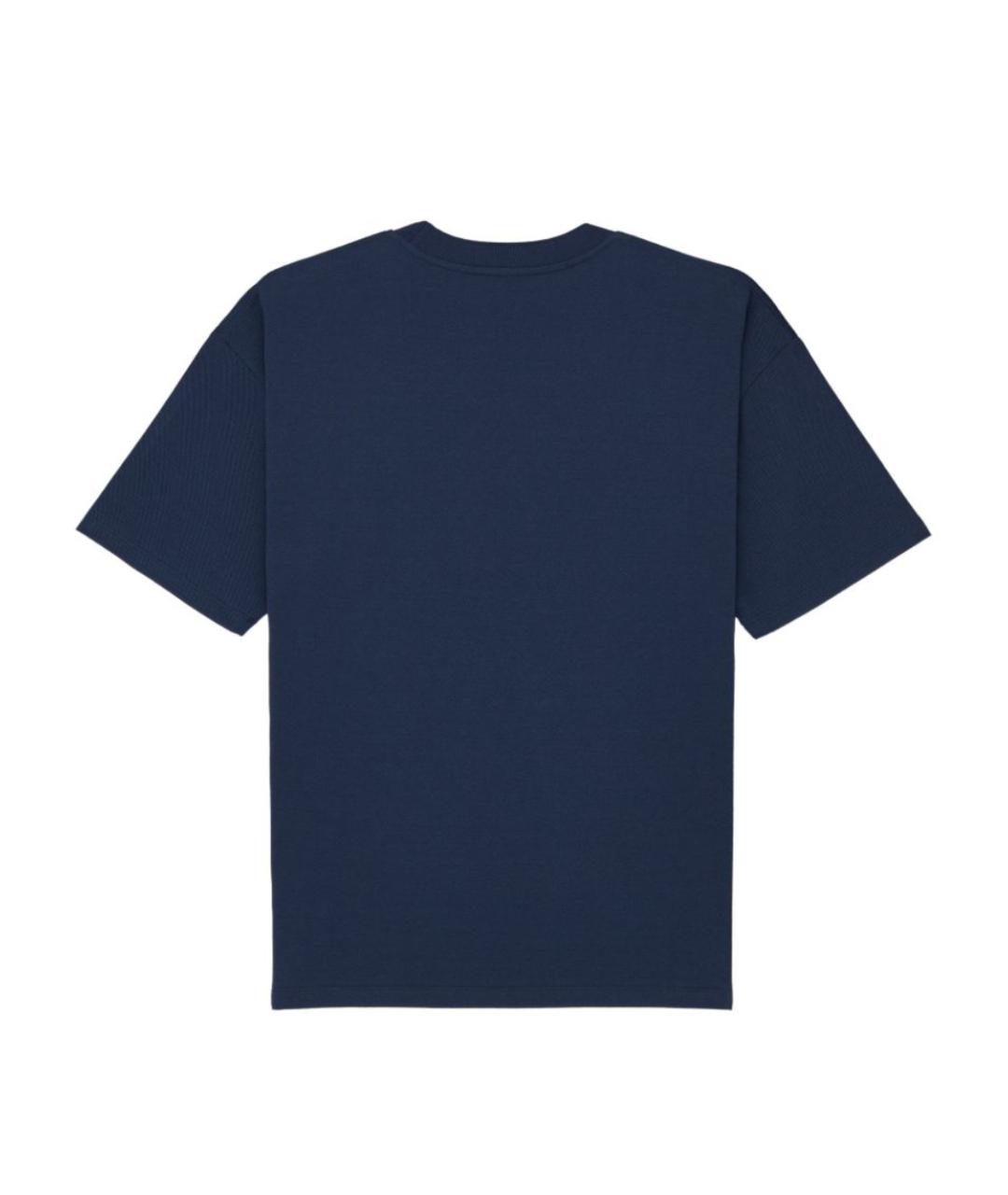 SAINT LAURENT Темно-синяя хлопковая футболка, фото 3