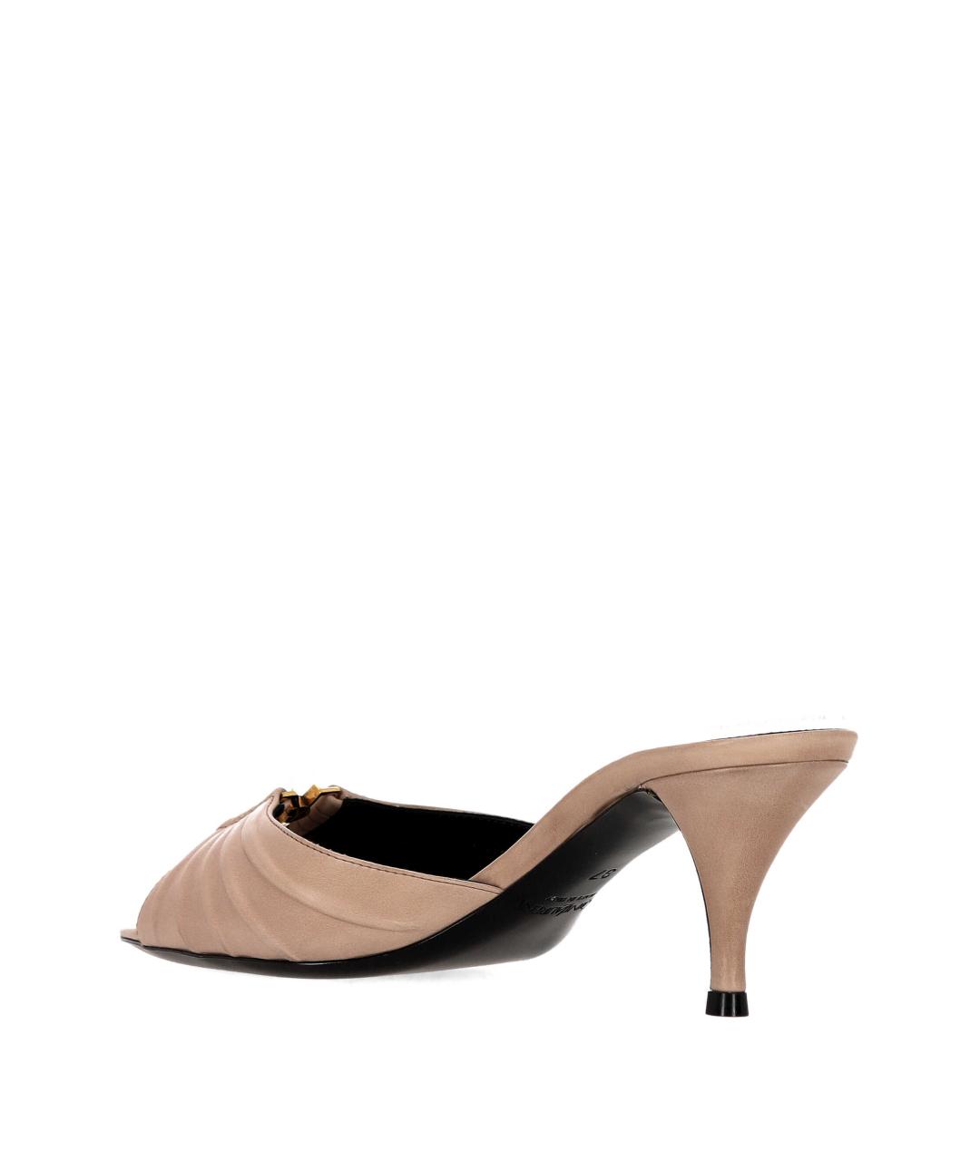 SAINT LAURENT Бежевые кожаные мюли, фото 3