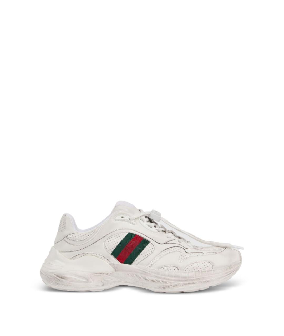 GUCCI Белые кожаные низкие кроссовки / кеды, фото 1