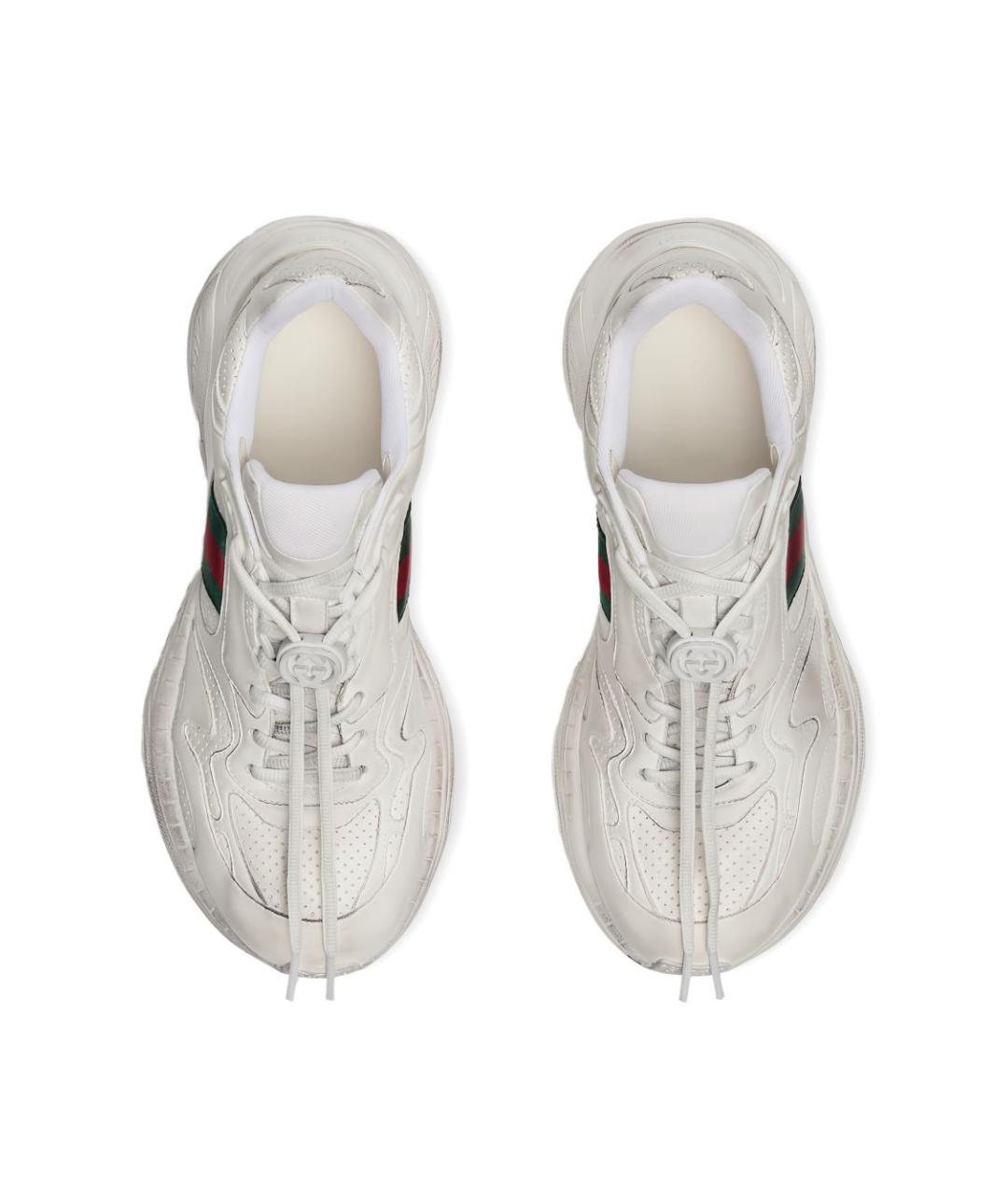 GUCCI Белые кожаные низкие кроссовки / кеды, фото 3