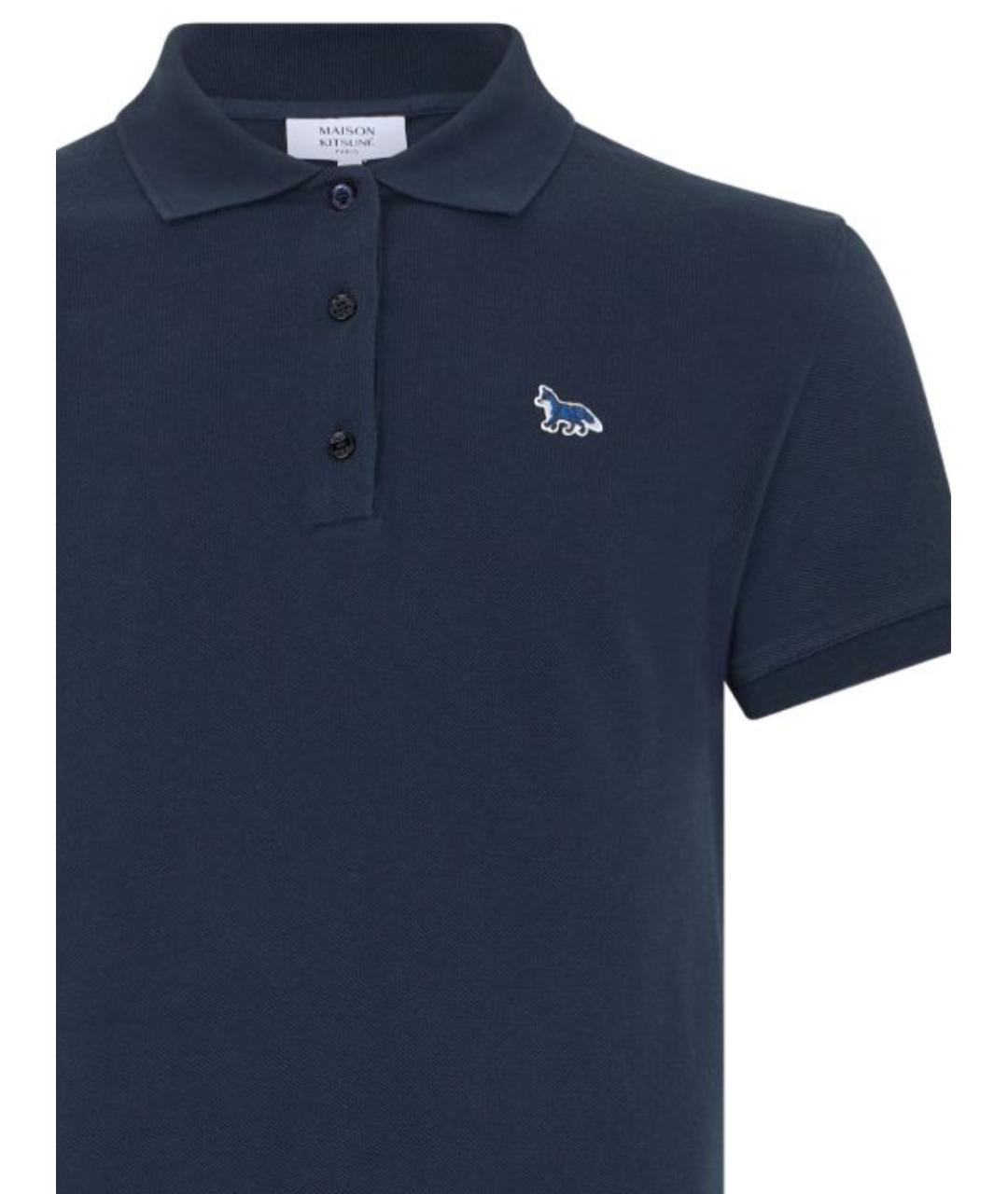 MAISON KITSUNE Темно-синяя хлопковая футболка, фото 2