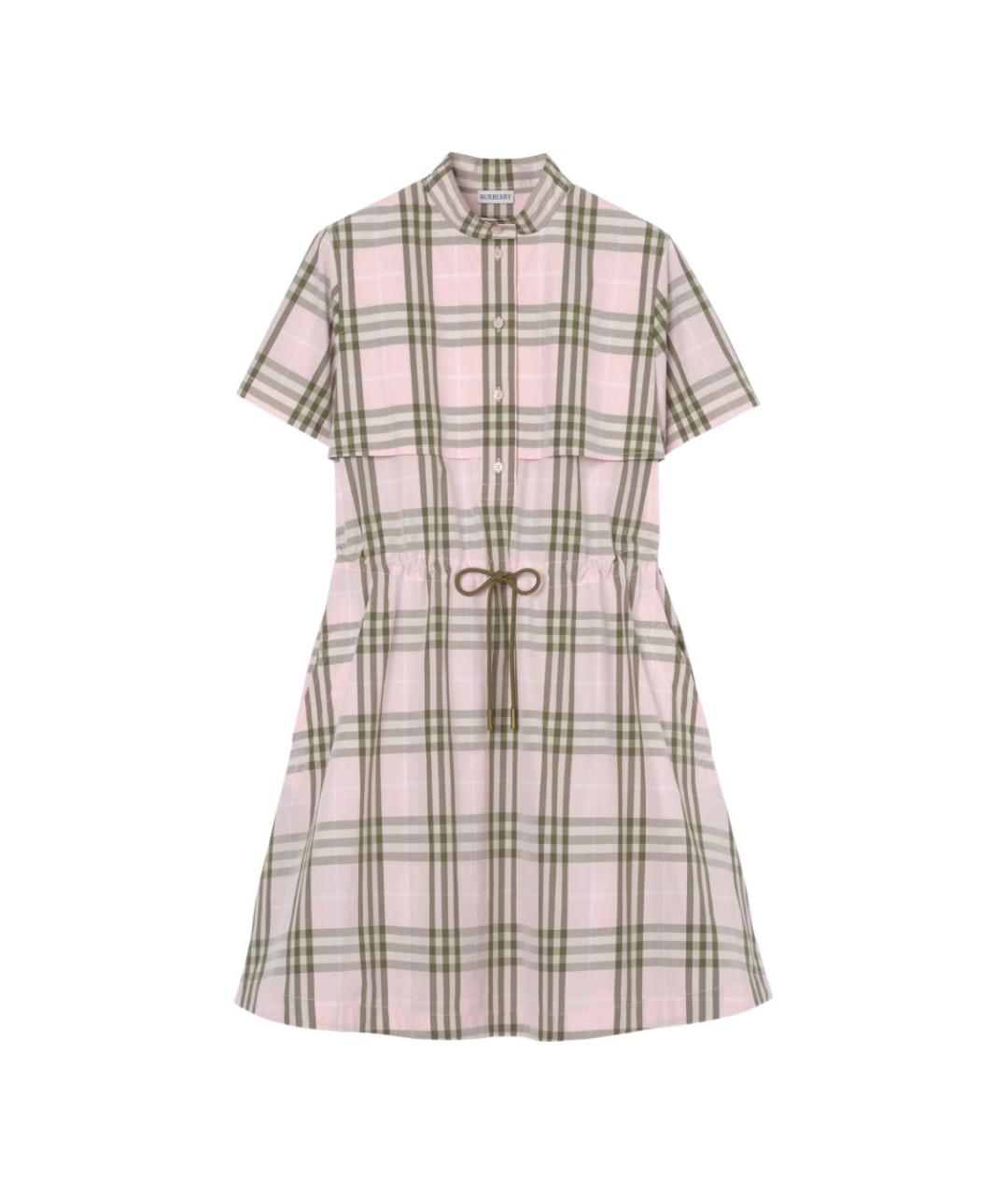 BURBERRY Розовое хлопковое повседневное платье, фото 1