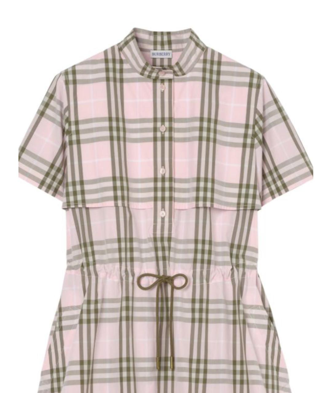 BURBERRY Розовое хлопковое повседневное платье, фото 2