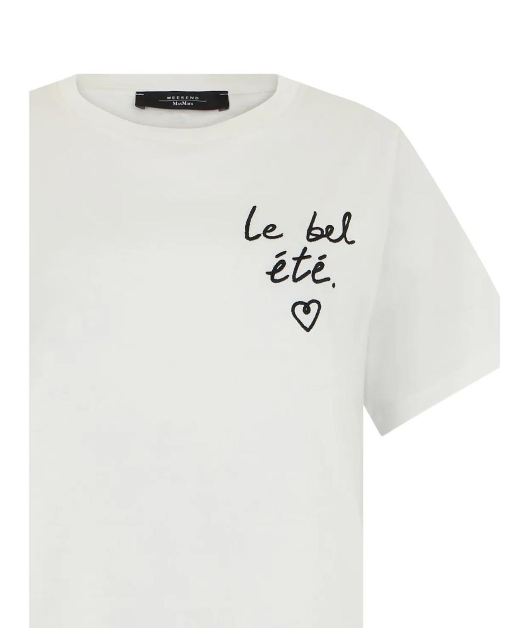 WEEKEND MAX MARA Белая хлопковая футболка, фото 2
