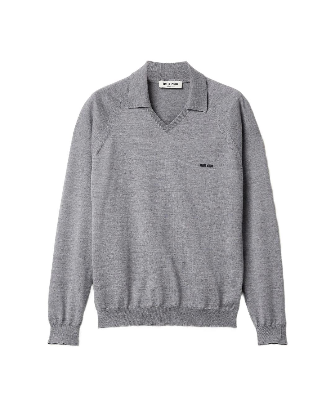 MIU MIU Серый шерстяной джемпер / свитер, фото 1
