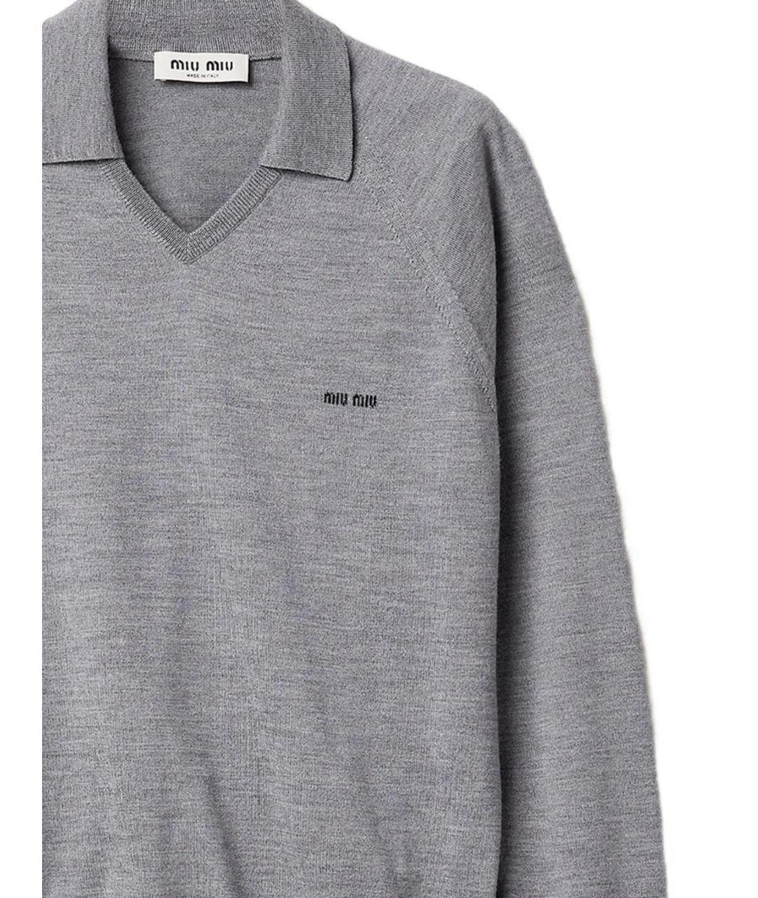 MIU MIU Серый шерстяной джемпер / свитер, фото 2