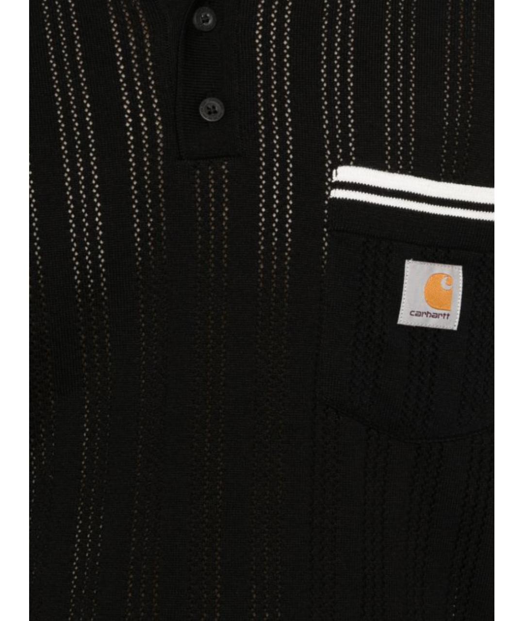 CARHARTT WIP Черное хлопковое поло с коротким рукавом, фото 2