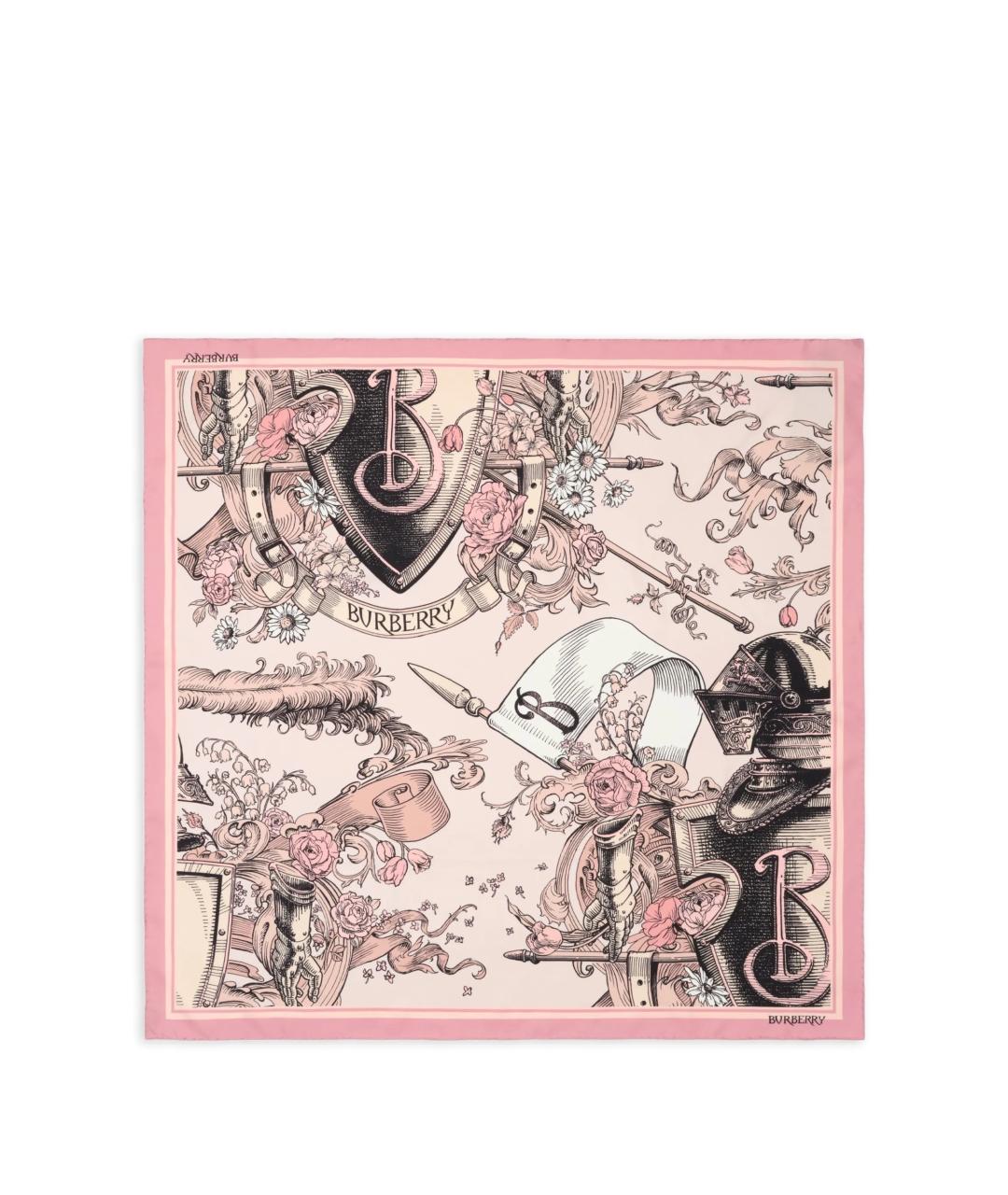 BURBERRY Розовый шелковый шарф, фото 2